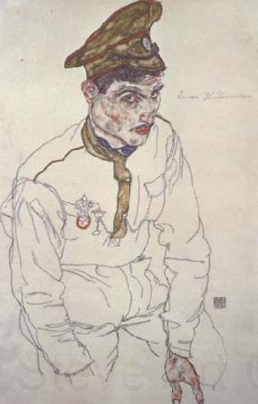 Egon Schiele Russian Prisoner of War (Grigori Kladjishuili) (mk12) France oil painting art
